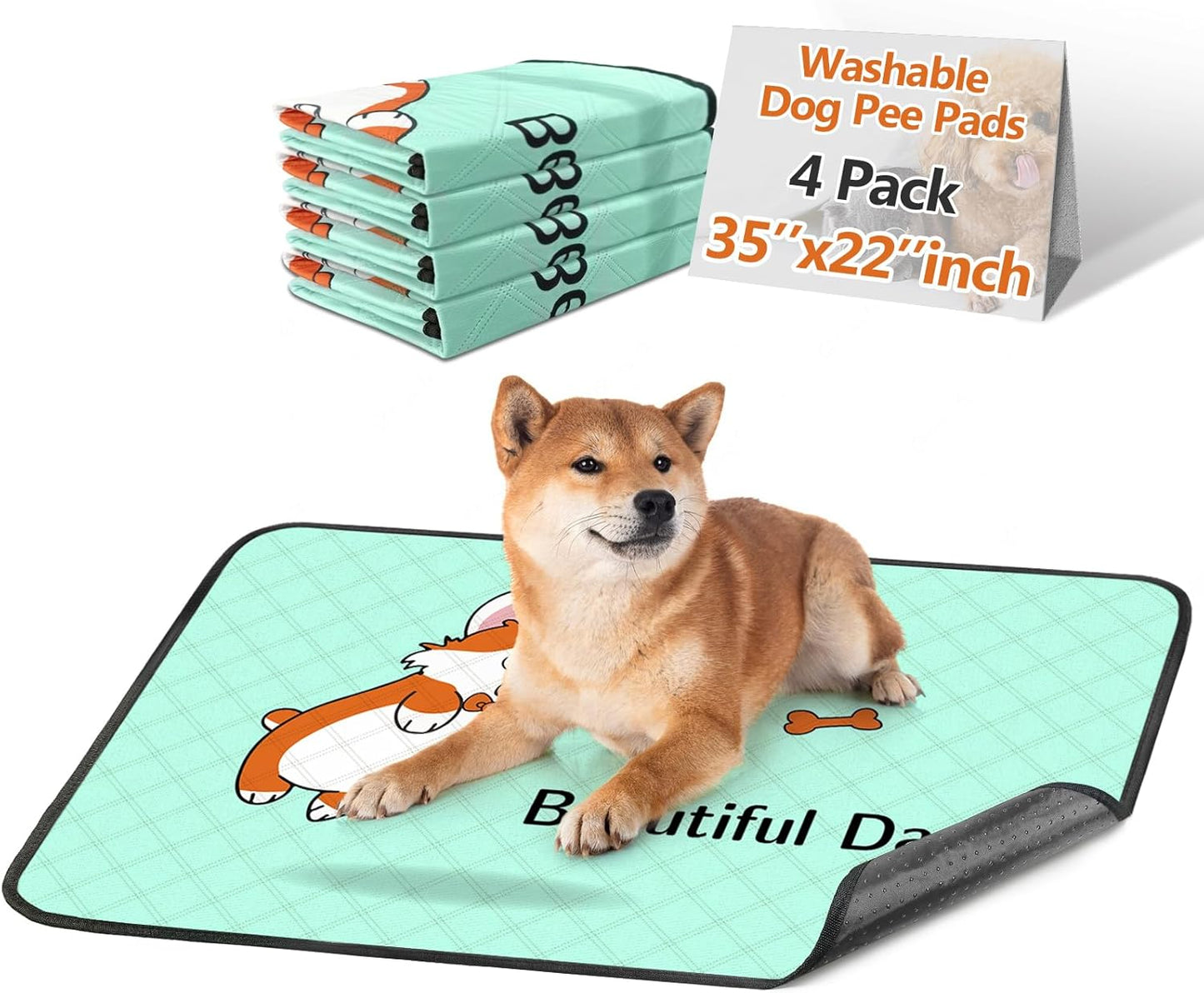 2-Pack Washable Dog Pee Pads – 47"x32" Reusable, Leak-Proof & Non-Slip Mats for Training & Crates – Grey