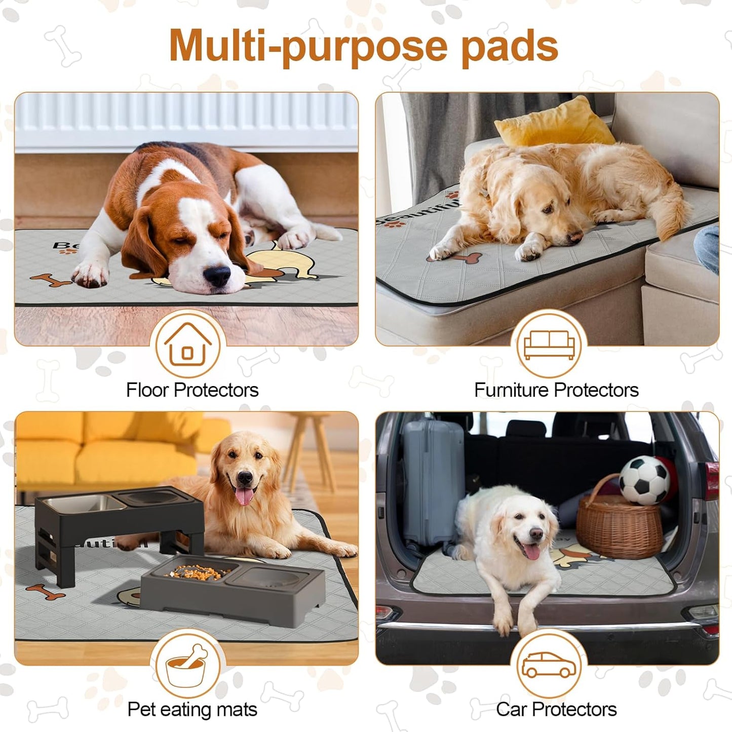 2-Pack Washable Dog Pee Pads – 47"x32" Reusable, Leak-Proof & Non-Slip Mats for Training & Crates – Grey